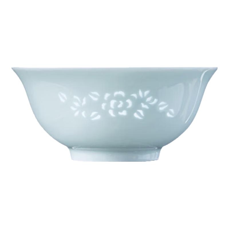 Fuyu Celadon Glaze Jade Peony Rice Bowl Set
