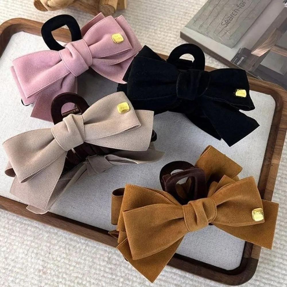 Casual women s velvet ribbon hair clip Ollimbury hair clip mocha