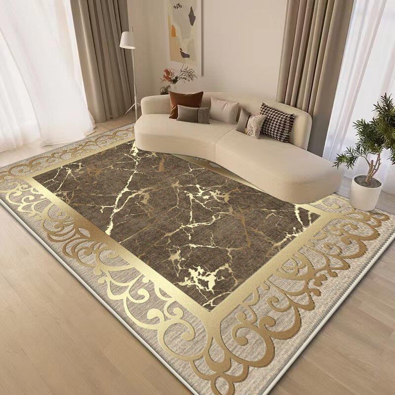 Luxury Big Size Carpet Living Room Gold Senior Coffee Tables Mats Non-slip Bedroom Decoration Rug Soft Sofa Table Mat Washable