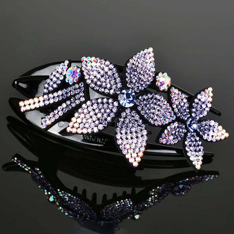1Pc Hair Claws Women Hairgrip Fashion Hairpin Hair Clips Plastic Duckbill Clip Rhinestone