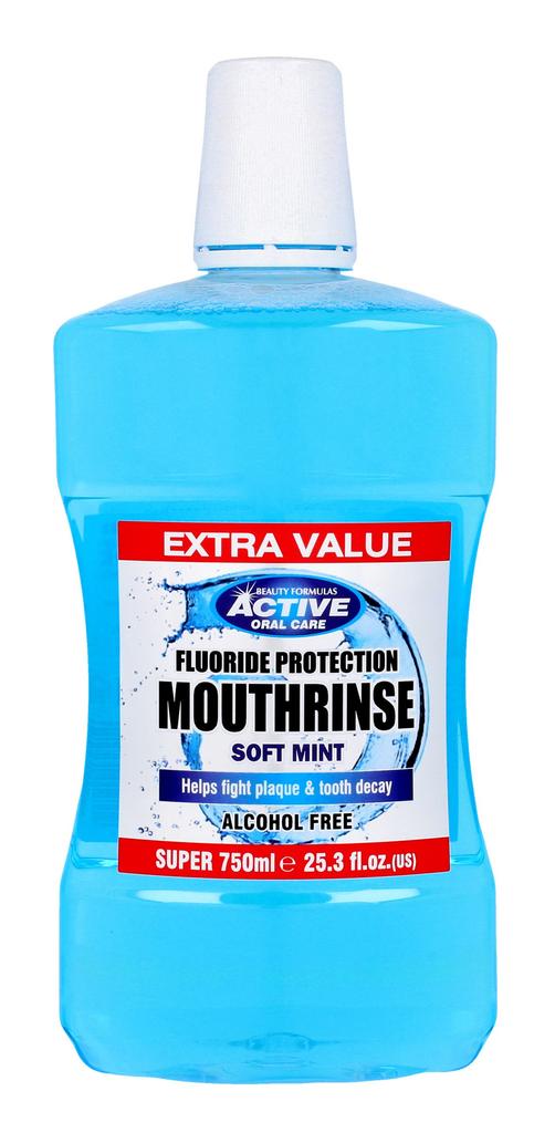 Beauty Formulas Active Oral Care Fluoride Mouthwash Soft Mint - Alcohol-Free 750ml