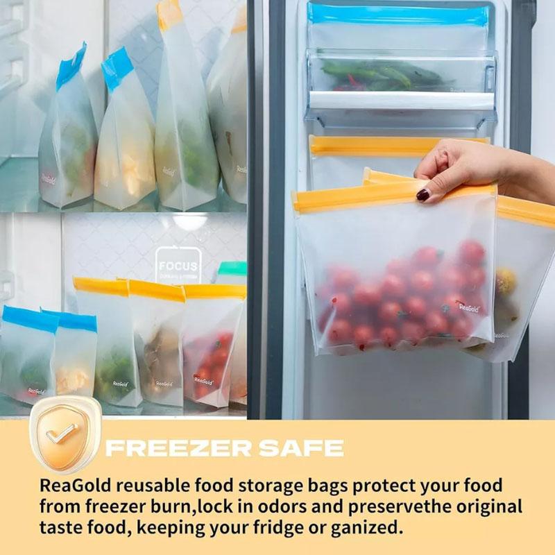 20PCS Reusable Thick Silicone Food Storage Bags Zip Lock Freezer Bag Leak Proof