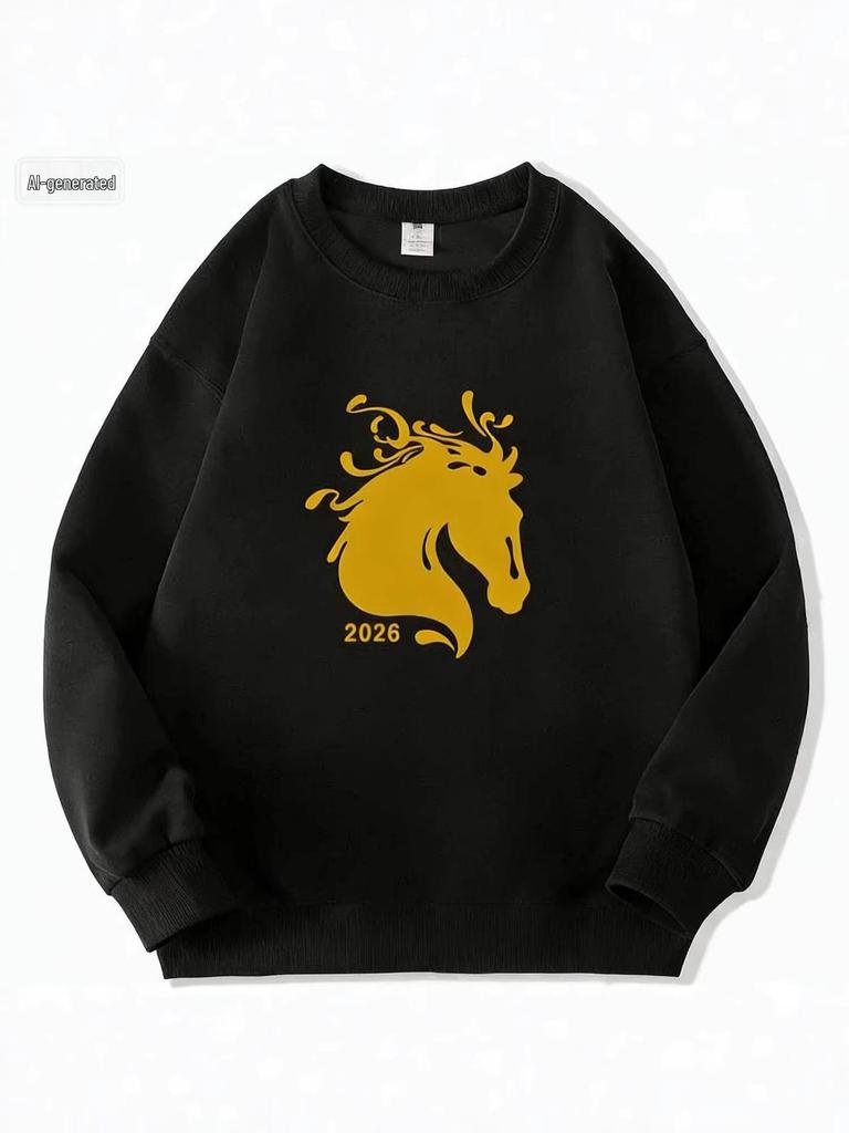 2026 Year of the Horse Red Hoodie - Festive Unisex Sweatshirt