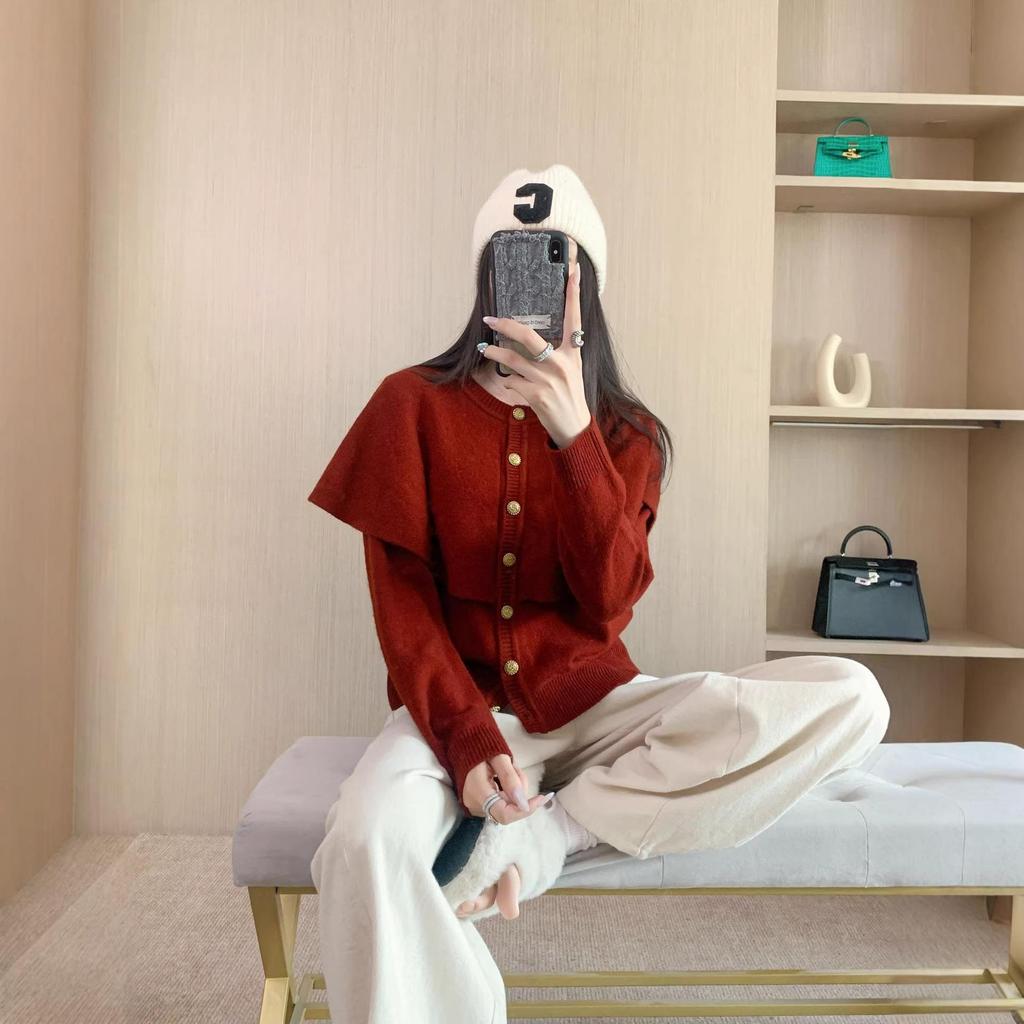 Women's Retro High-End Wool Knit Cardigan Cloak for Spring & Autumn