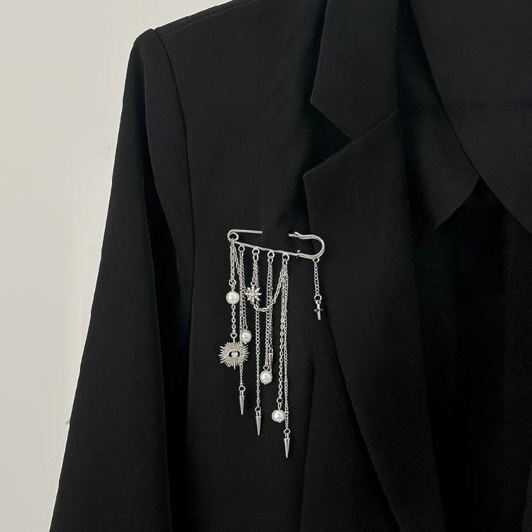 Rhinestones Pearls Brooch With Removable Alloy Chain For Pants Decoration And Fashion Accessories
