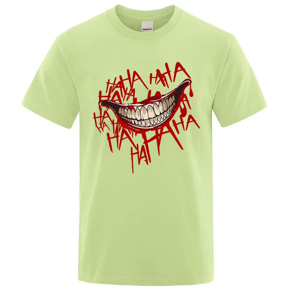 Evil Clown Smile Printing Tops Men Women Casual Tee Clothes T-Shirts Crewneck Summer T-Shirt Sweat Cotton Loose T Shirt Couple