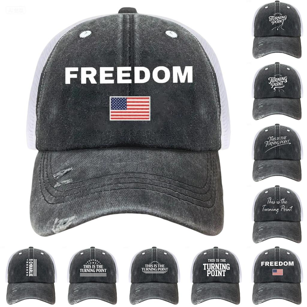 Net Hat Cycling Casual Breathable Sun Hat Letter Washed Denim Baseball Cap