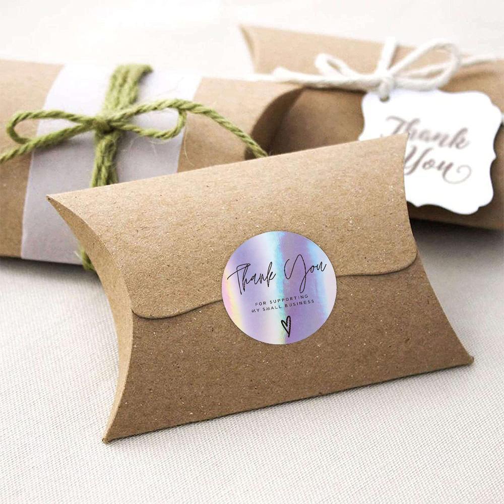 500pcs Rainbow Laser Thank You Stickers 1inch Small Business Stickers Adhesive Labels for Boutiques Wrapping Supplies