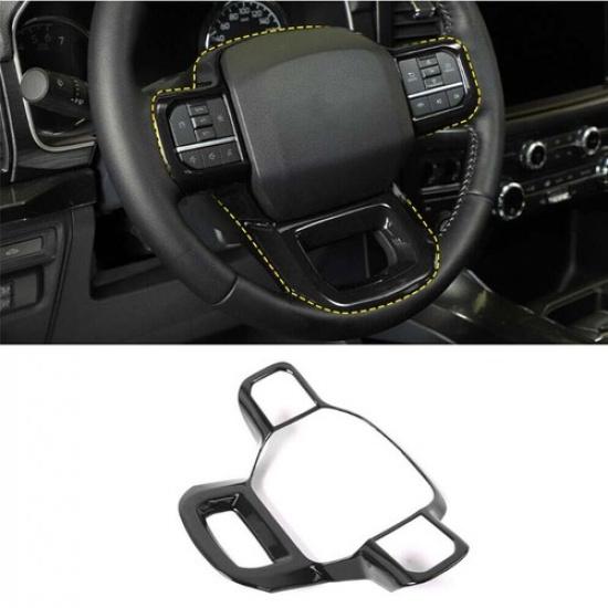 Black Steering Wheel Panel Cover Trim Frame For Ford F150 2021-2023 Accessories