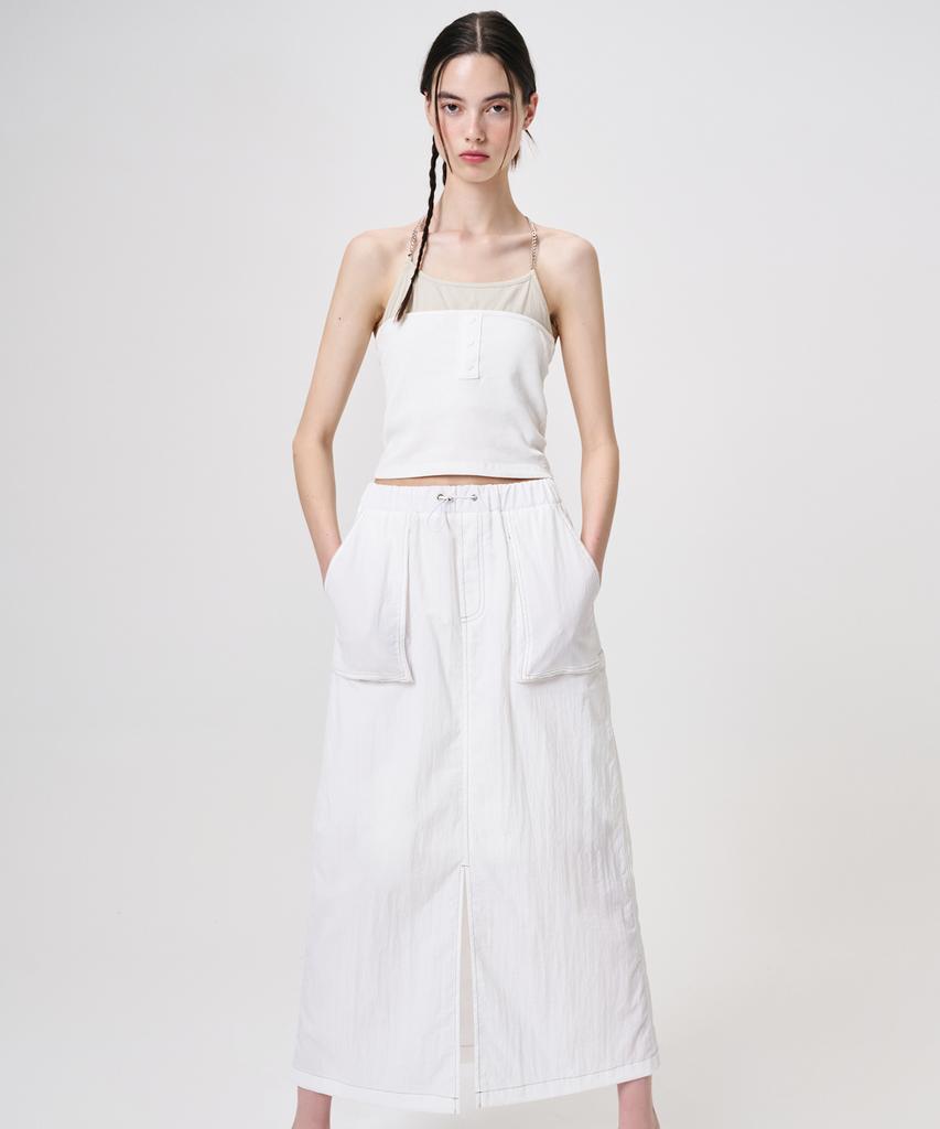 Etmont Pocket Stitch Maxi Skirt, White