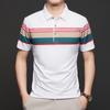 Maglietta Polo da Uomo con Collo a Revers T-shirt Estiva a Righe Color Contrastanti Delicata sulla Pelle Manica Corta Top da Uomo per Affari