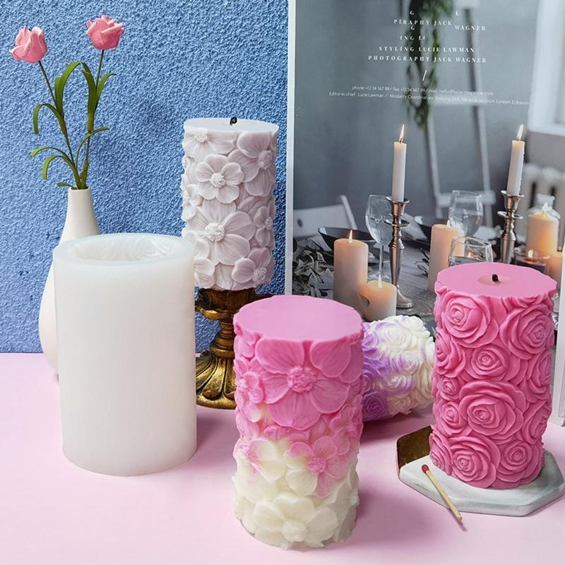 3D Cylinder Silicones Molds Flower Butterfly Waving Pattern Silicones Molds for Epoxy Resins