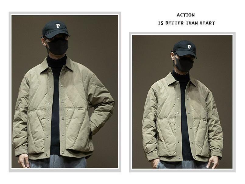 Men's 2024 Winter Lightweight White Duck Down Workwear Jacket Liner, Shirt-Style, Loose Plus Size Fit