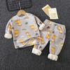 Childrens Warm Milk Silk Pajamas With Animal Prints For Autumn And Spring