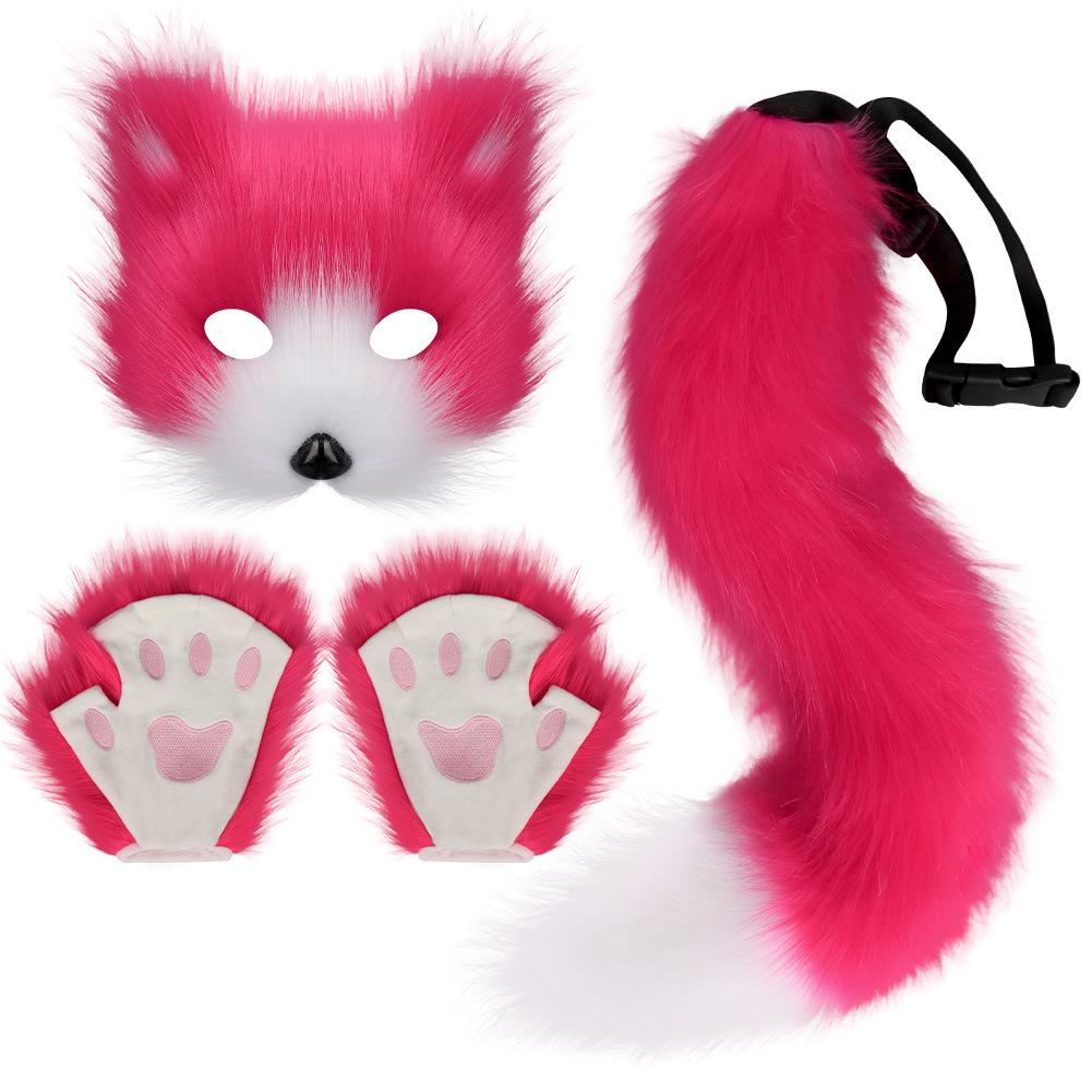 Halloween Mask and Tail Set Easy To Wear Mask Tail and Paw Set Versatile Cosplay Costume Accessories for Party Holiday Fashion