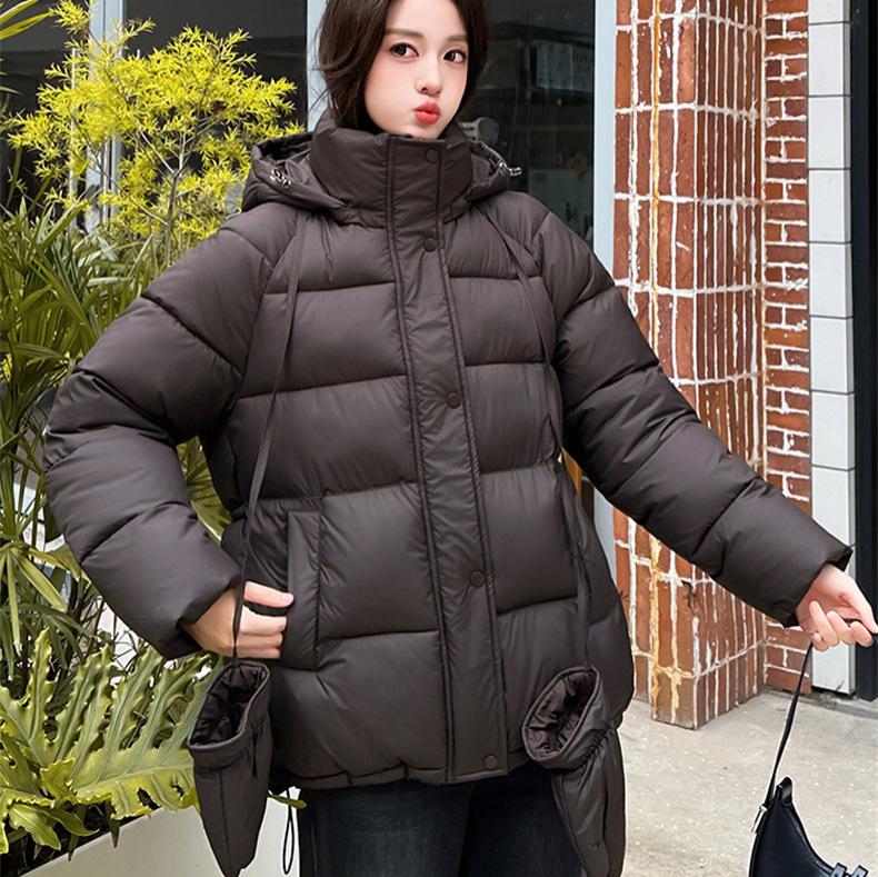 Women's large twill craft cotton-padded clothes, hooded waist, gloves, pockets, multi-color mixed batch live broadcast supply