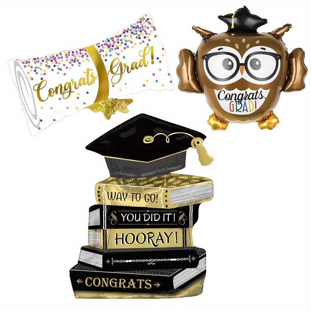 

Набор из 3-х воздушных шаров из алюминиевой фольги для выпускного - с надписью «Поздравляем выпускника» и с изображением совы, идеально подходит для выпускных вечеринок и праздников