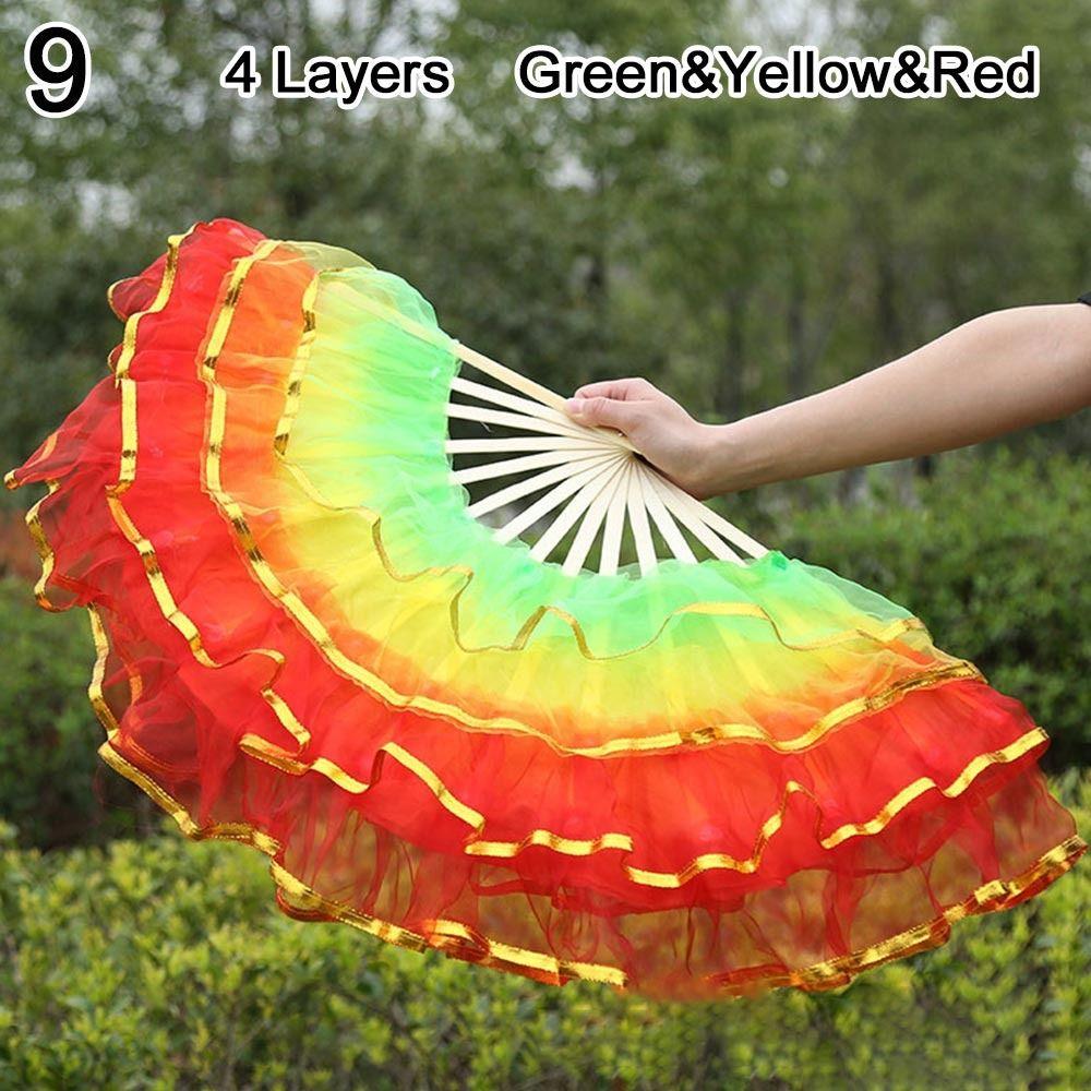 Long Imitation Dancer Practice Long Silk Fans Belly Dancing Fan Silk Fans Rayon Silk Fans