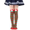 Cartoon Santa Christmas Stockings for 6-10Y Children Over the Knee Socks for Little Girls Unisex Winter Striped Socks