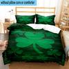 Green Shamrock Celebration 3pcs Bedding,Including 1pc Duvet Cover And 2pcs Pillowcases Perfect for Christmas,Ideal for Bedroom, Dormitory