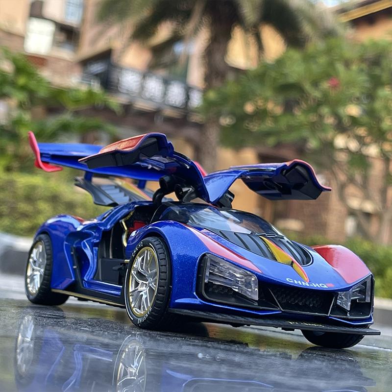 

1/24 HONGQI S9 High Performance Alloy Sports Car Model Diecast Metal Vehicles Car Model With Sound and Light Spray Kids Toy Gift