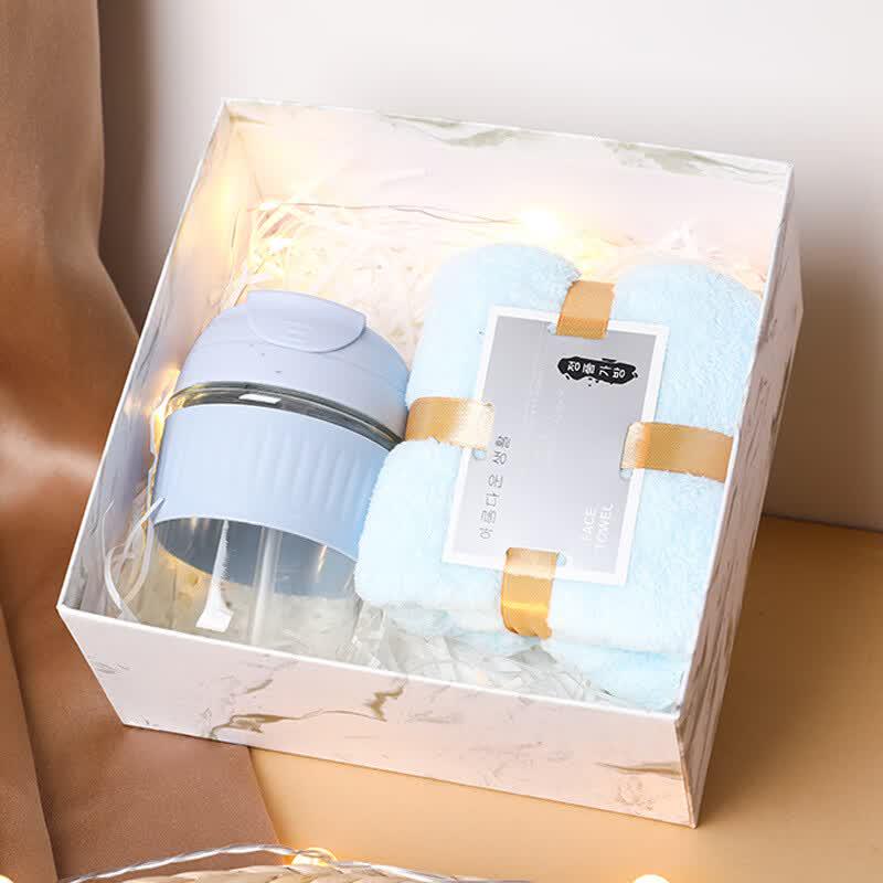 AQ Festival Gift Set with Drinkware Glass Cup + Towel
