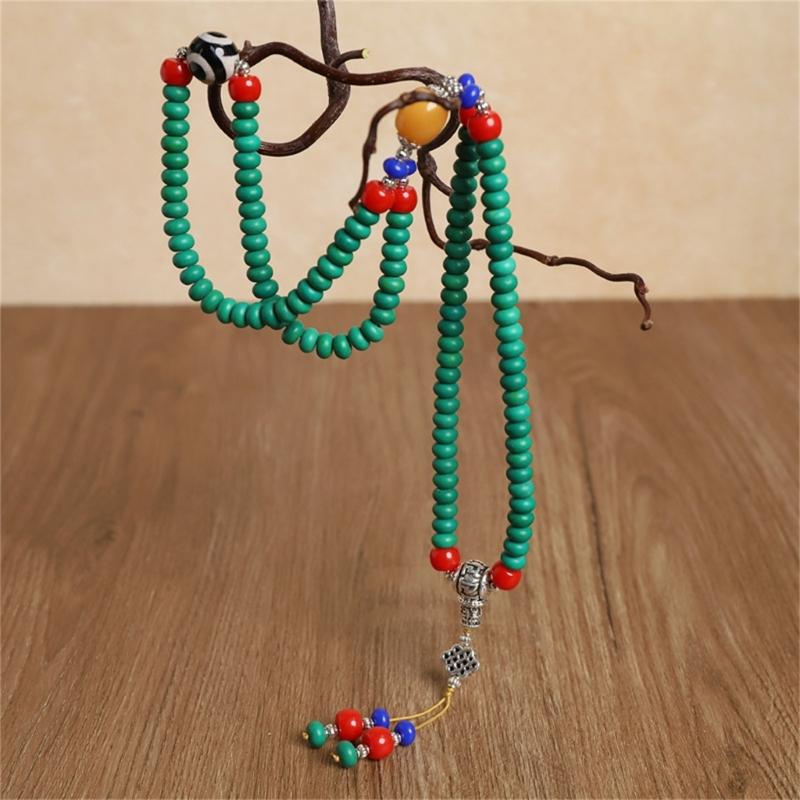 Handmade Turquoise Gemstones Prayer Beads Necklace With 8mm Round Beads Unisex Stone Wristband Cultural Spiritual Gift
