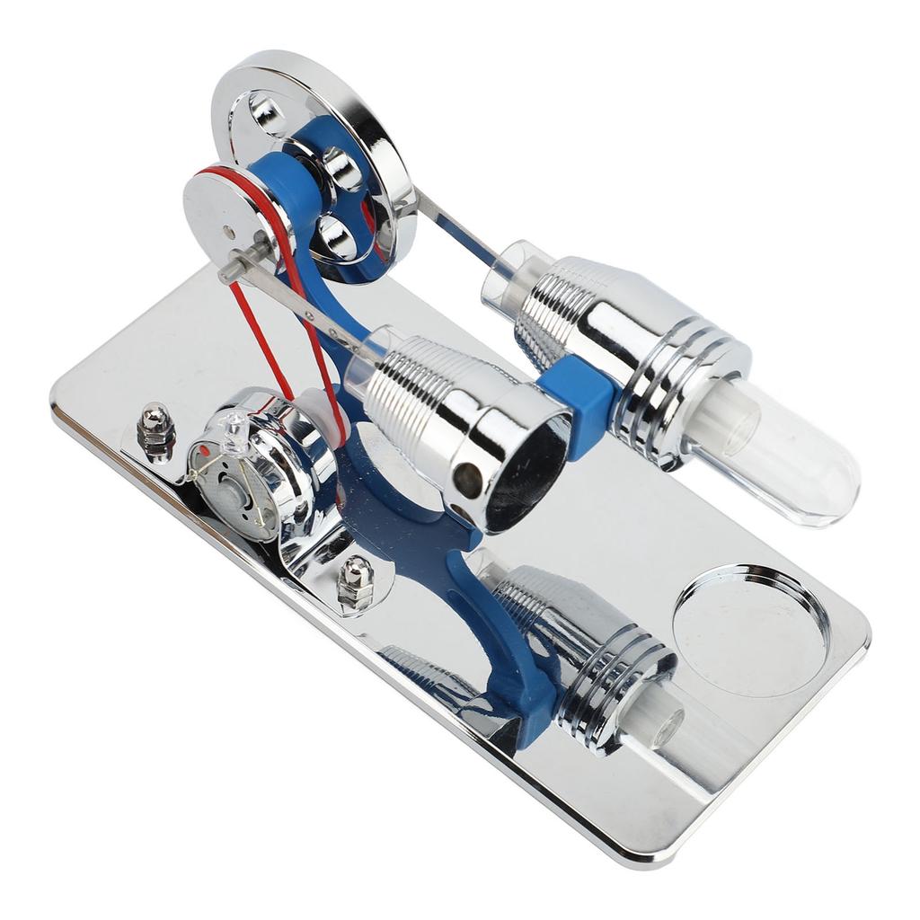 Stirling Engine Motor Model Aluminium Alloy Hot Air Educational Toy Electricity Generator with LED