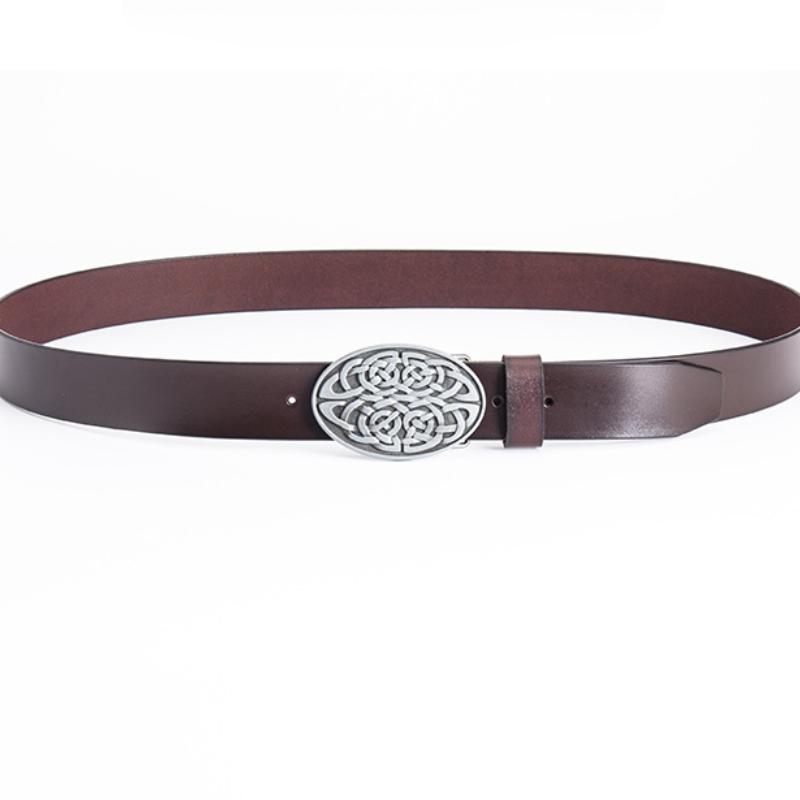 Fashion New Men's Belt Retro Whole Cowhide Smooth Buckle Belt Men's Waist Belt