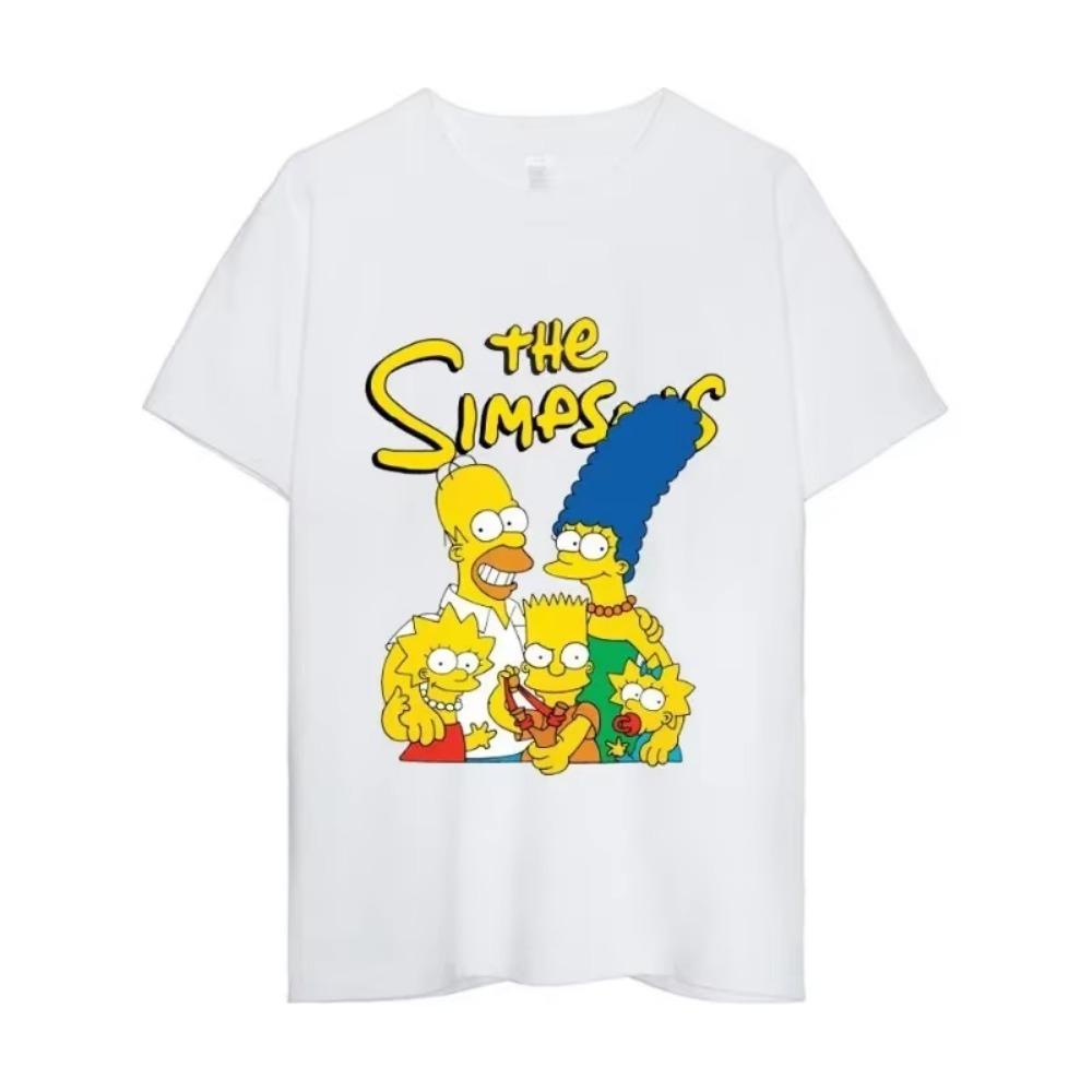 MINISO  The Simpsons T Shirt Men Couple Combination Clothes Short Sleeve Collar Fashion Woman Cotton
