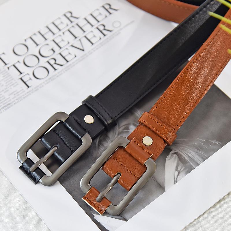 Hong Kong Style Cool Belt Male Young Student Simple Belt Female Personality Black