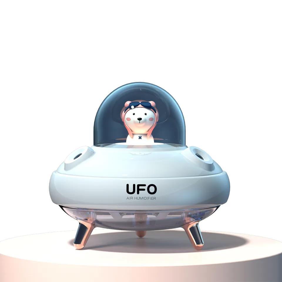 400ML Cute Design UFO Humidifier Double Spray Humidification Quiet Rechargeable USB Humidifier With Colorful Night Light