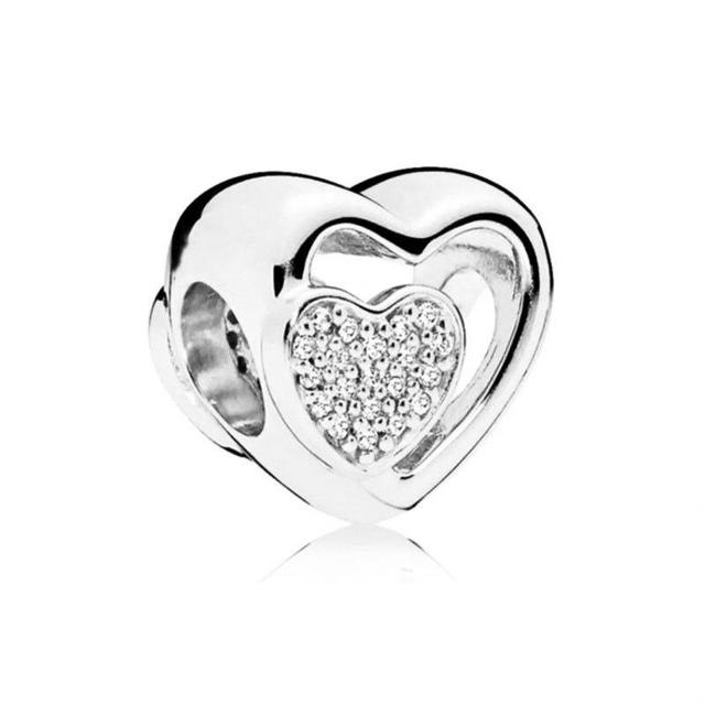 New Sparkling Round Openwork Love Heart Charm Bead Gift Fit Original Fashion Bracelet Diy Jewelry For Women