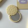 Mini Biscuit Hand-Held Mirror Portable Folding Biscuit Make-Up Mirror Cheese Biscuit Design Plastic Biscuit Pocket Mirror Women