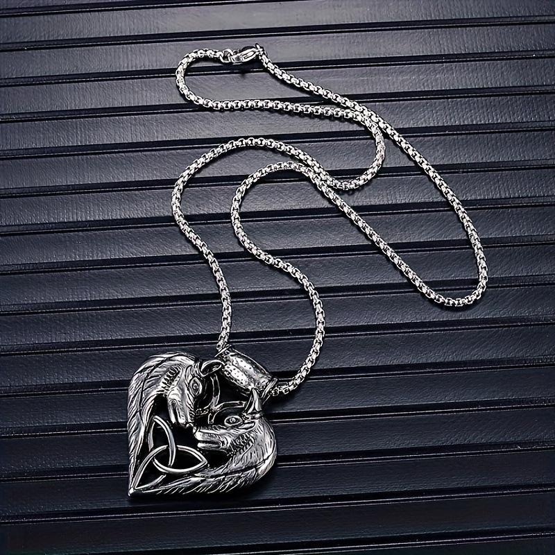 Love Wolf Head Necklace Pendant 60CM(Necklace Long)