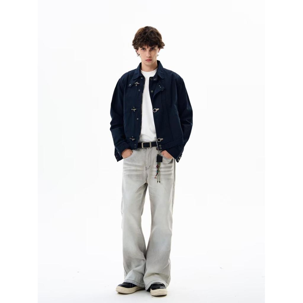 Jachetă casual de toamnă pentru bărbați cu nasturi metalici și cataramă cu cârlig