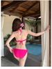 European Style Women's Sexy Pink Bikini Set for Beach and Hot Spring, Suitable for Large and Small Chests