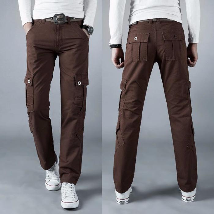 Work Pants Men'S Outdoor Casual Pants Straight Tube Slim Fit Pure Cotton Multi Bag Men'S Pants