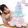 Peluche Kawaii à Rabat Arc-en-ciel Cosplay Lapin Poulpe Peluche Jouet Double Face Réversible Lapin Peluche Peluche Poupée Poupée Câline