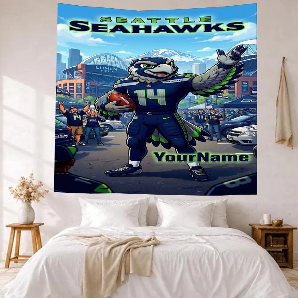 Seattle Seahawks Custom Your Name Wall Decor Tapestry Art For Pet Memorial Birthdaywedding Party Backdrop Family Gift