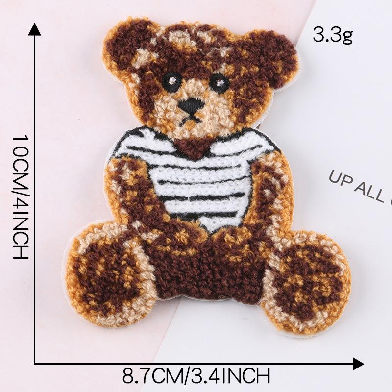 

Вышитая этикетка полотенце вышитая нашивка медведь наклейка родитель-ребенок одежда аксессуары значок тканевая этикетка вышитая наклейка на ткань Striped Bear Small F4L-B-3-8