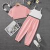 Girls' Fashionable Sweatshirt and Long Pants Three-piece Summer Children's Casual Set