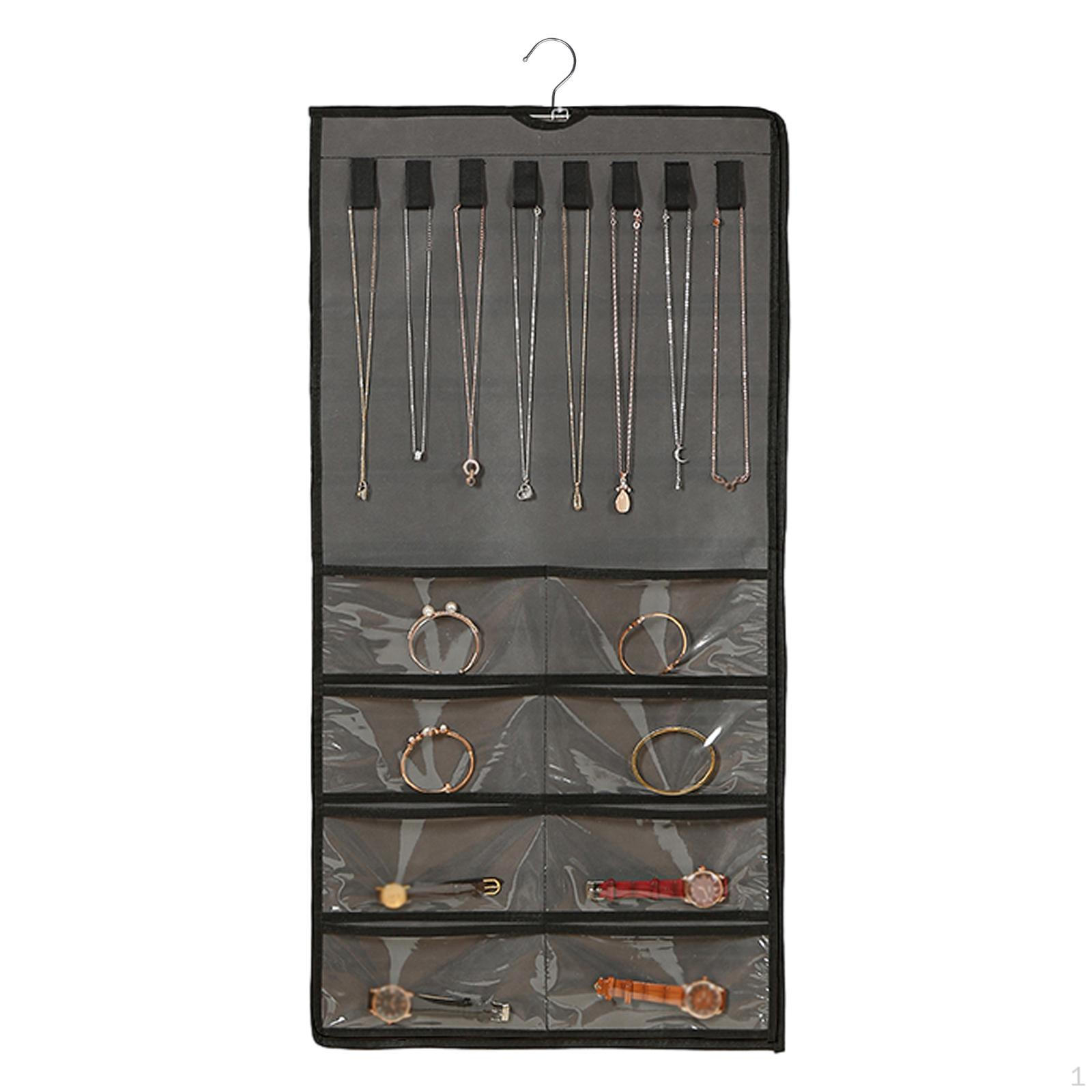 Hanging Jewelry Organizer, Earrings Hanger Display with Metal Hook, Double Sided
