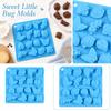 Silicone Mold for Baking 16 Cavities Insect Shapes Including Ladybug Caterpillar Butterfly Bee for Chocolate Candy Ice Cubes and Cookies