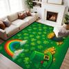St Patricks Day Clover Rug Irish Green Geometric Print Shamrock Leaf Decor Carpet Soft Non-Slip Living Room Holiday Floor Mat