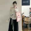 Painted Graffiti Micro-transparent Thin Sunscreen Blouse Long-sleeved T-shirt Women's 2026 New Summer Korean Beautiful Small Top