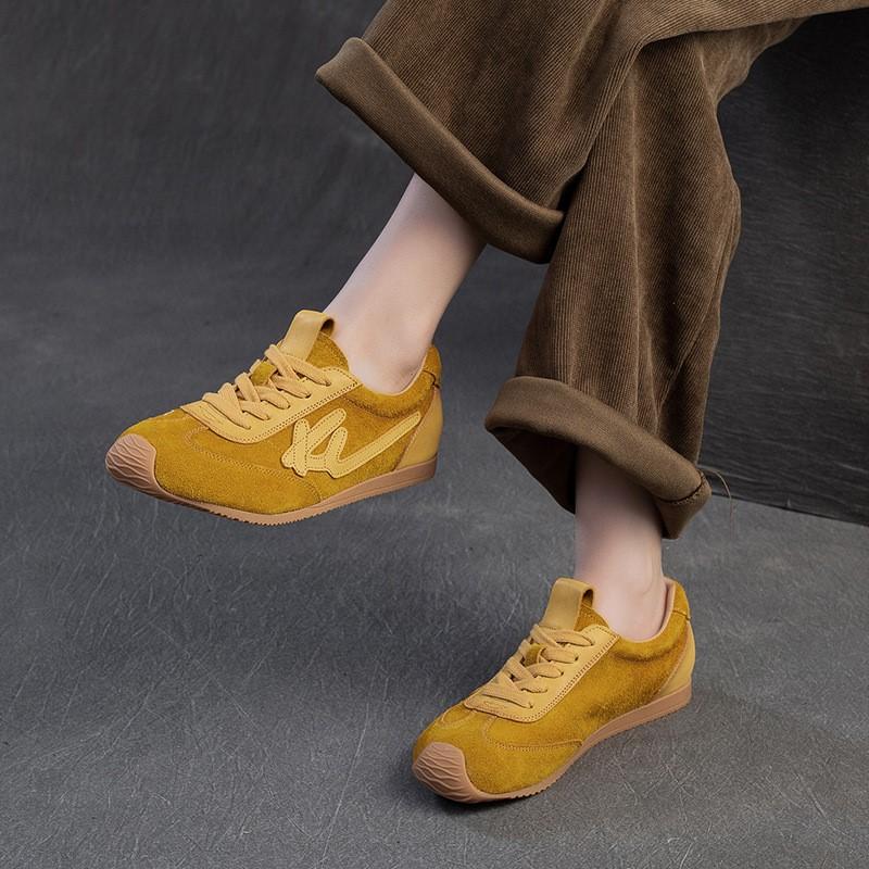 Johnature Genuine Leather Sneakers Casual Sports Shoes Soft Soled Comfortable Retro Women's Flat Shoes