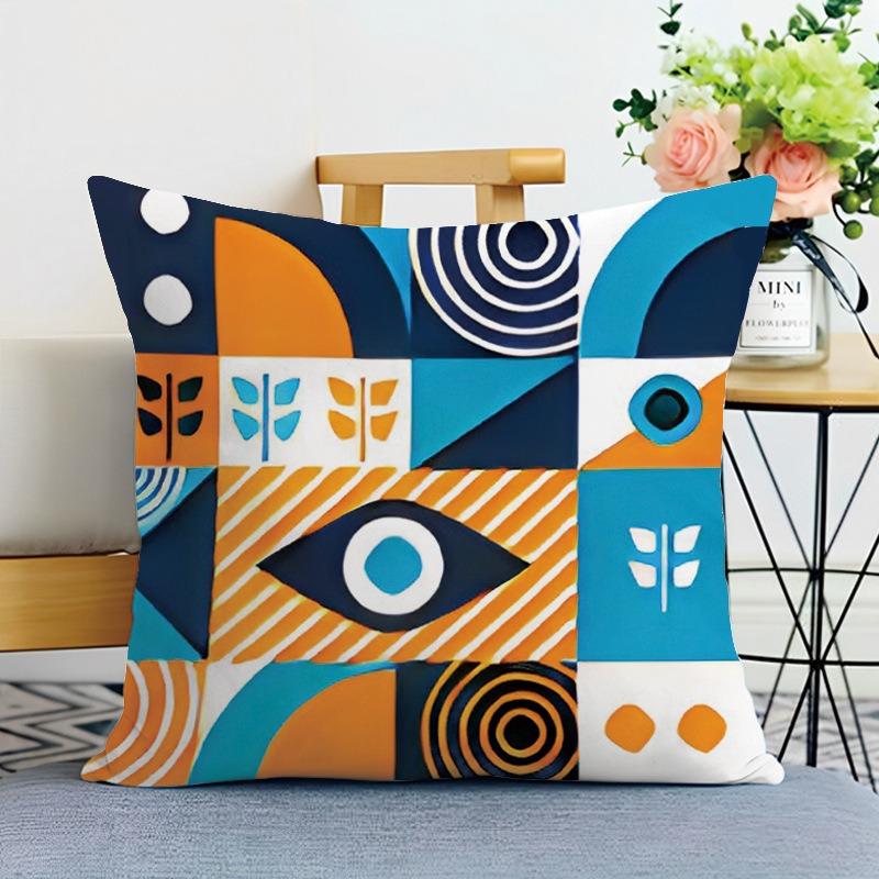 Colorful Geometric Print Decorative Pillowcase Bedroom Living Room Square Cushion Pillowcase