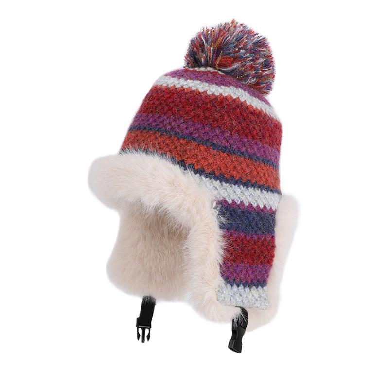 

Women Foldable Thermo Knit Cap With Wind Resistance And Face Slimming Effect