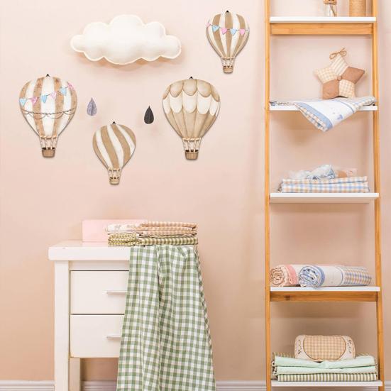 4Pcs/Set Hot Air Balloon Wall Decoration Farmhouse Rustic Wooden Balloon Wall